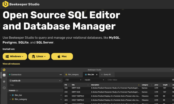 Beekeeper Studio - SQL Editor (Open Source and Free) - Full
