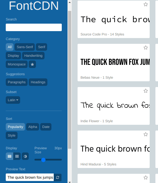 Font CDN for Google Fonts