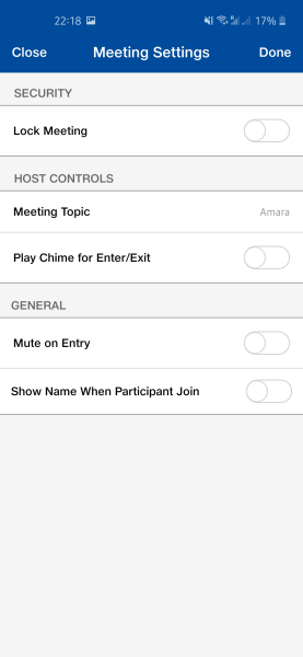 JioMeet Meeting Settings