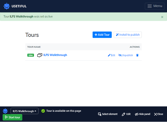 publish your walkthrough tour