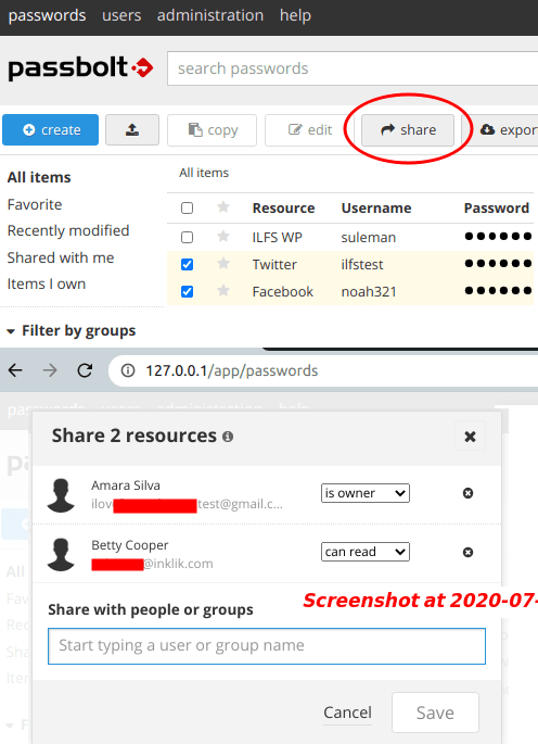 passbolt share passwords