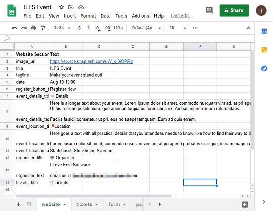 edit website in google sheets