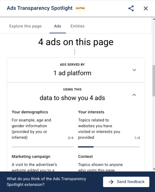 Ads Transparency Spotlight Overview