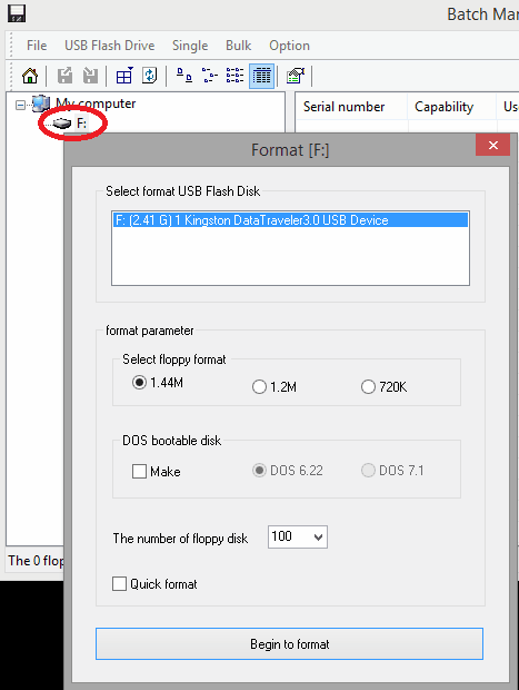 linux format floppy disk for ms dos