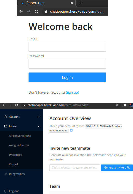 papercups heroku login