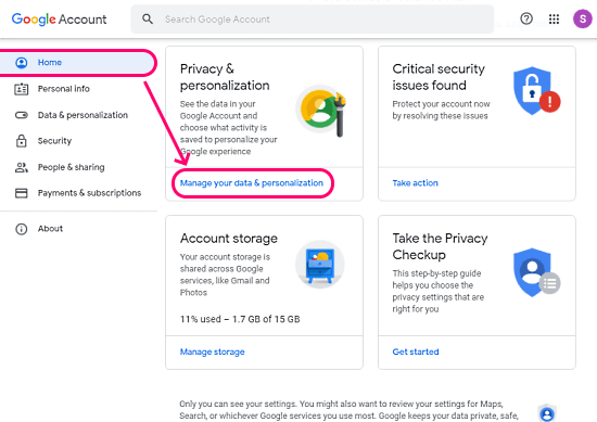 manage your account data