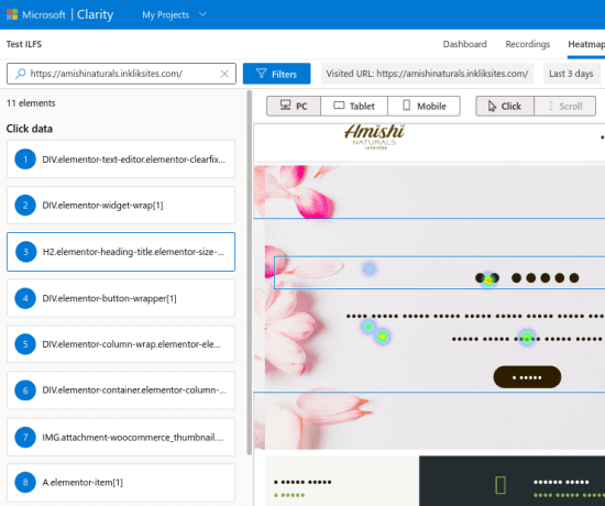 Microsoft Clarity Heat Maps