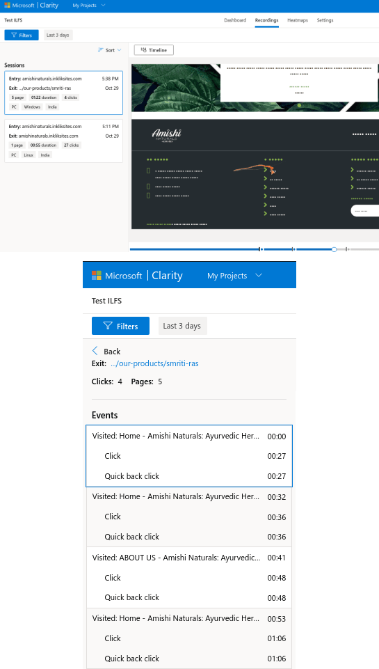 Microsoft Clarity Session Recording