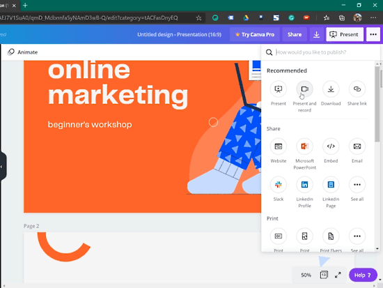 how to record a presentation on canva