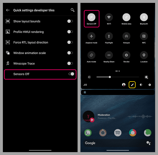 all sensors toggle