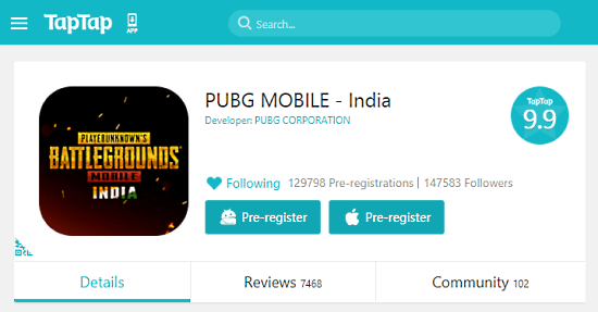 pre-register pubg mobile india for android