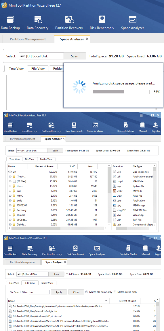 Minitool Partition Wizard Space Analyzer