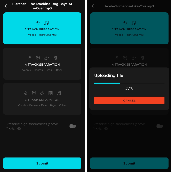 select what instruments you want to extract