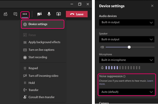 microsoft teams filter background noise