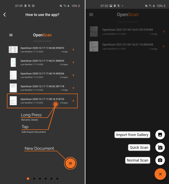 OpenScan Start Scanning