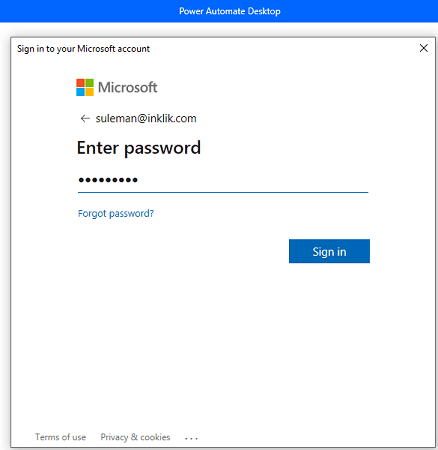 Power Automate Desktop sign in