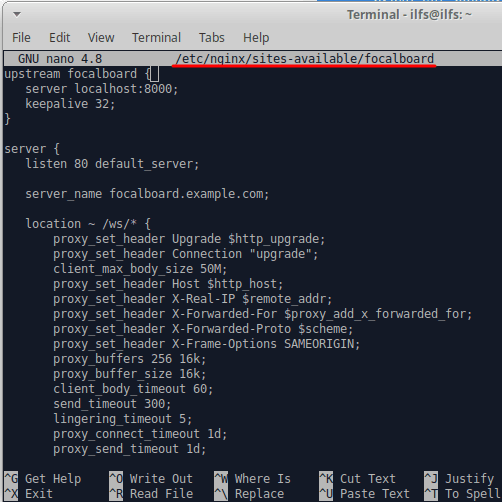 focalboard NGINX configuration