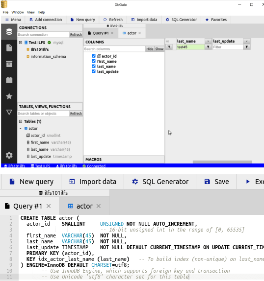 DbGate SQL Query