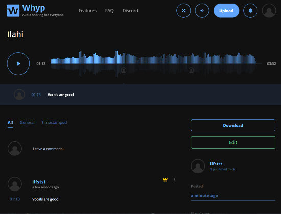 share audio file with time stamp commenting