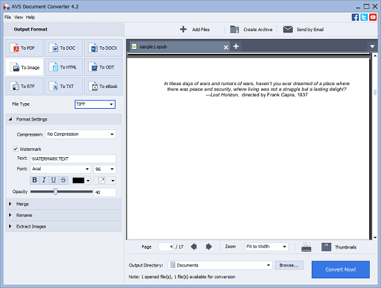 AVS Document Converter EPUB to TIFF