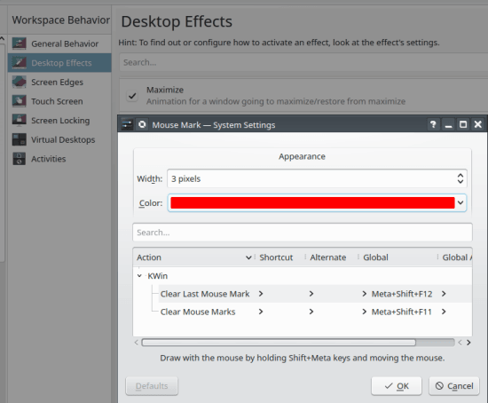 Configure Color and Stroke Width KDE Mouse Marks