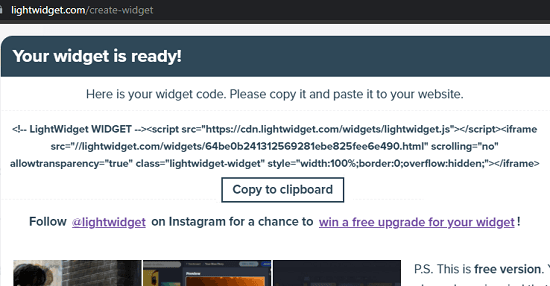 Lightwidget Embed Code Generated