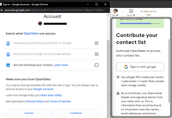 OpenSales Contribute Contacts List