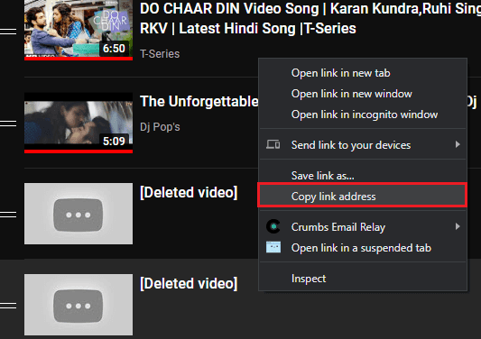 Get Link of Deleted Video from a YouTube Playlist