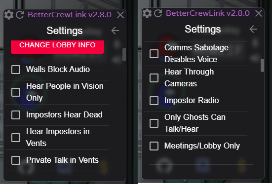 BetterCrewLink Chat Behaviour Settings