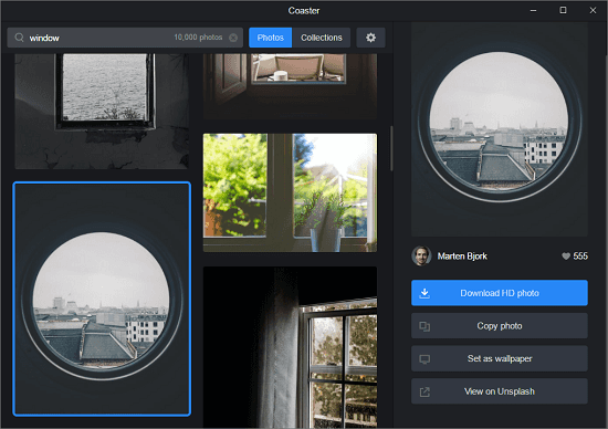 Coaster Unsplash Downloader for Windows