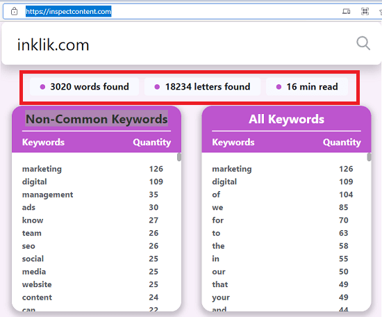 InspectContent in action