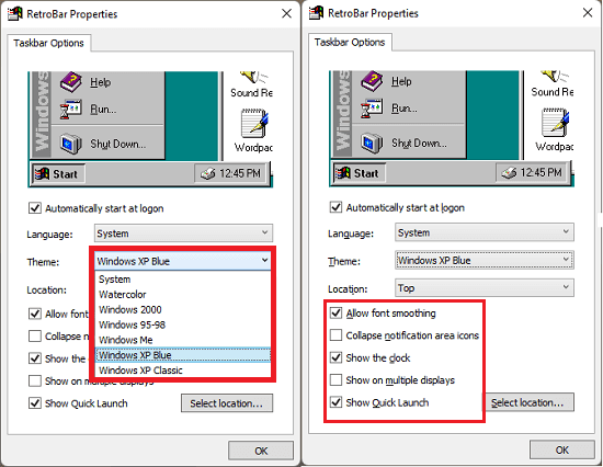 Retrobar Settings