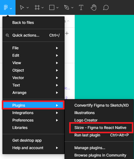 Sizze Figma Plugin Menu