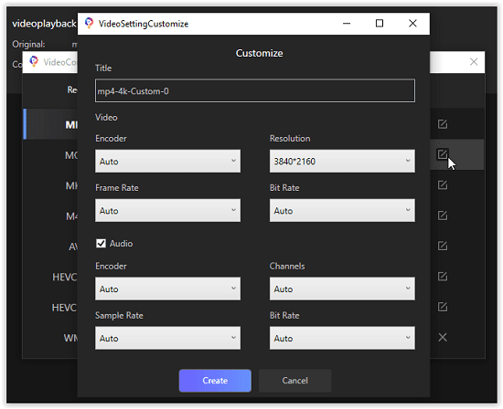 Duo video converter advance settings