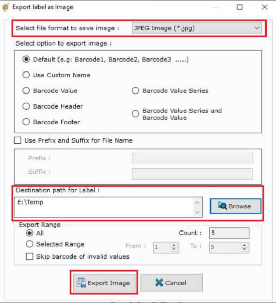 Export label as Image