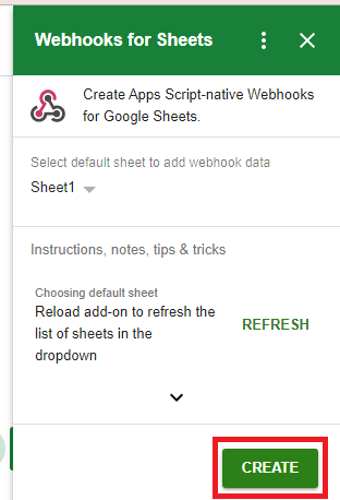 CREATE Webhook