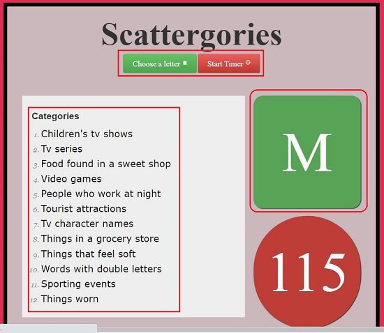 scattergories list generator 4th grade