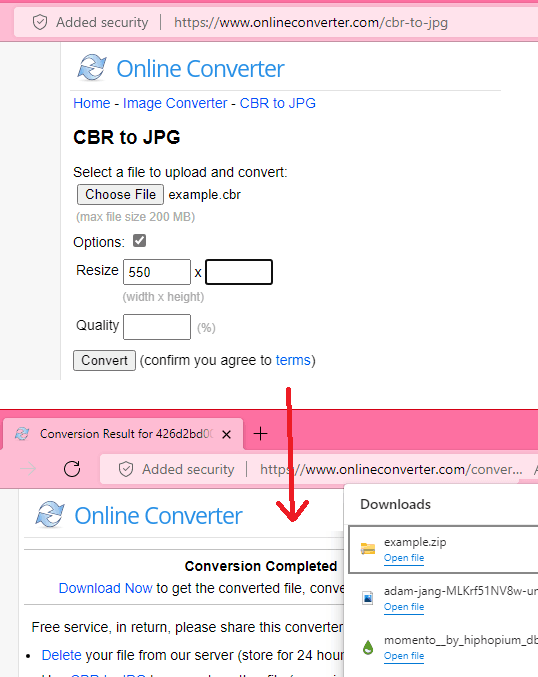 CBR to JPG by OnlineConverter