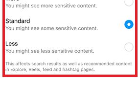 Instagram Sensitive Content Control in action