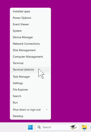 Open Windows Terminal as Admin