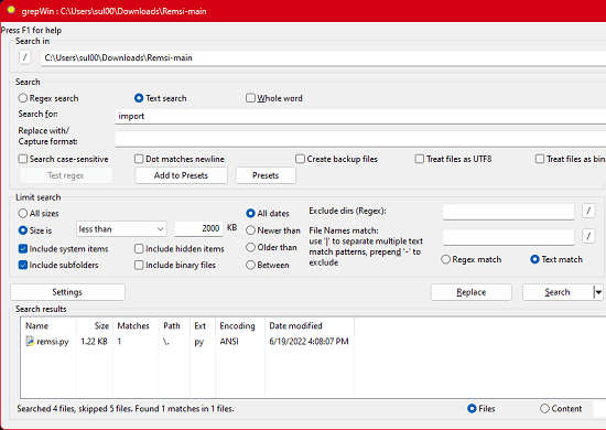 windows grep vs grepwin