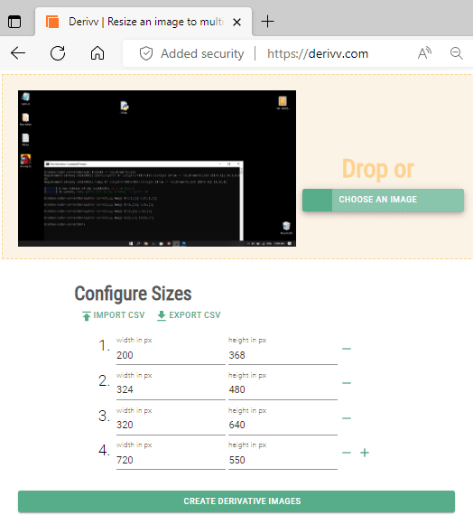 Derivv Responsive Images Generator