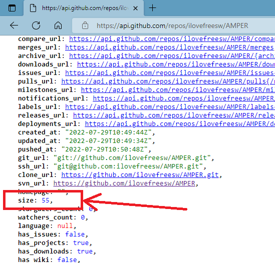 GitHub API to Find out Repository Size