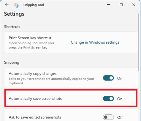 how to autosave screenshot windows 11