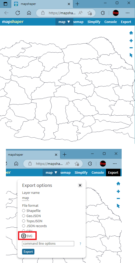 Mapshaper Shapefile to SVG