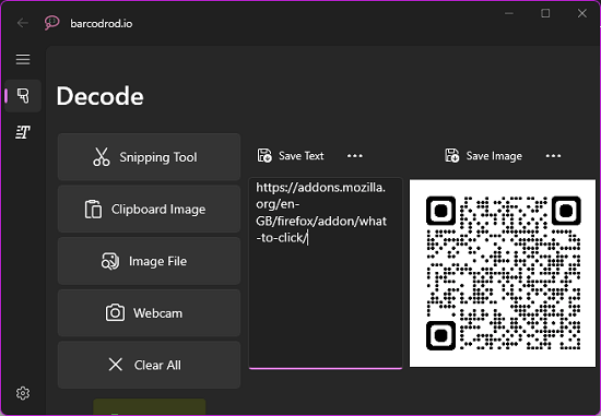 Barcoderod.io decode QR Code