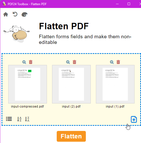 pdf24-Toolbox flatten PDF on Windows