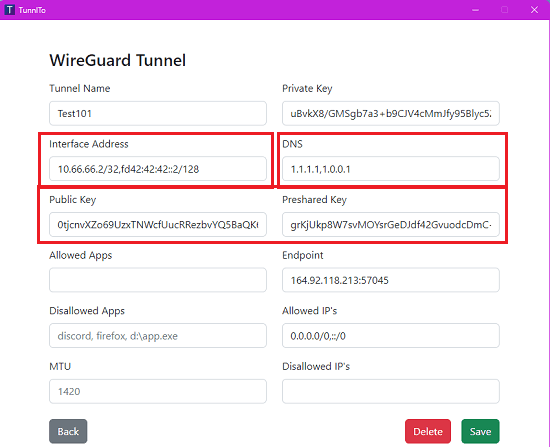 TunnlTo Wireguard Configuration