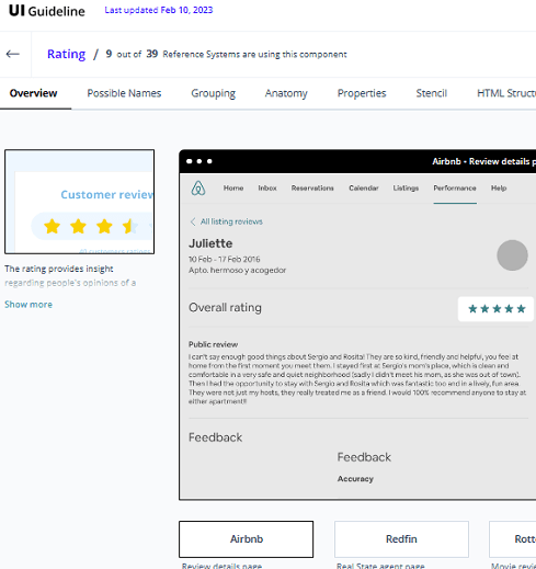 Ui guideline rating system