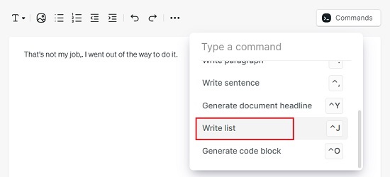 Write list command